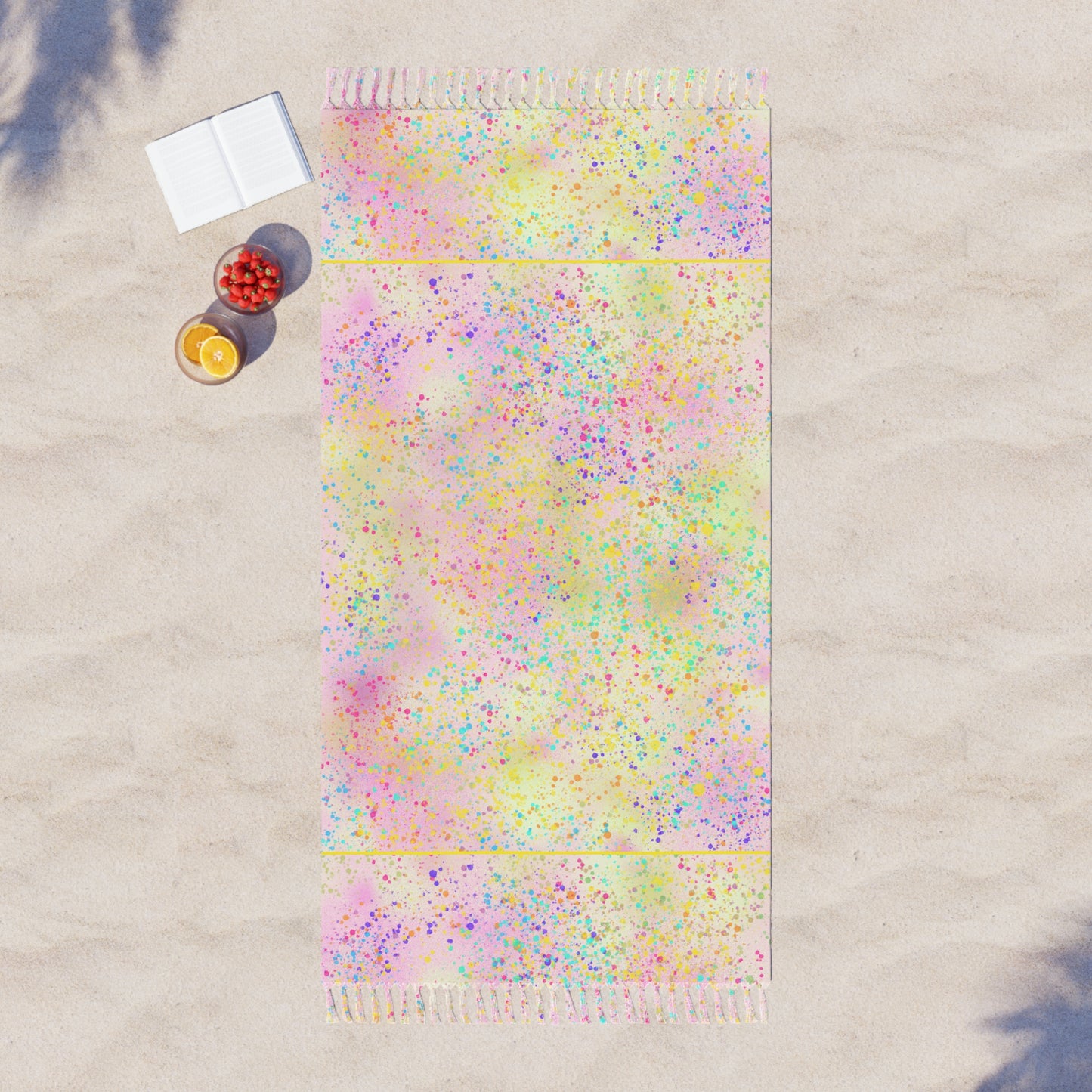 Boho Beach Towel - for Summer Fun -Colorful Pastel Glitter Design