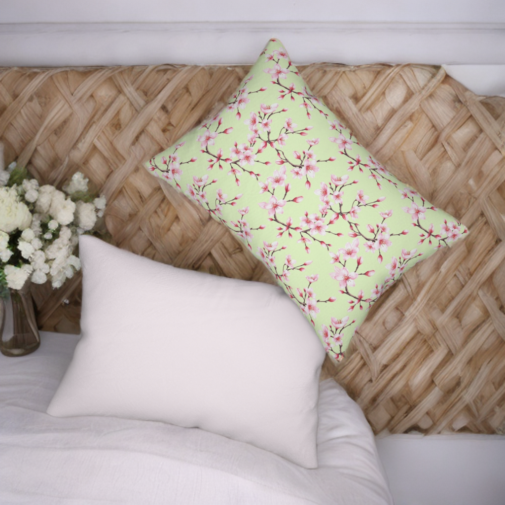 Lumbar Pillow - Double-sided design with pastel pink, Pomme verte Collection