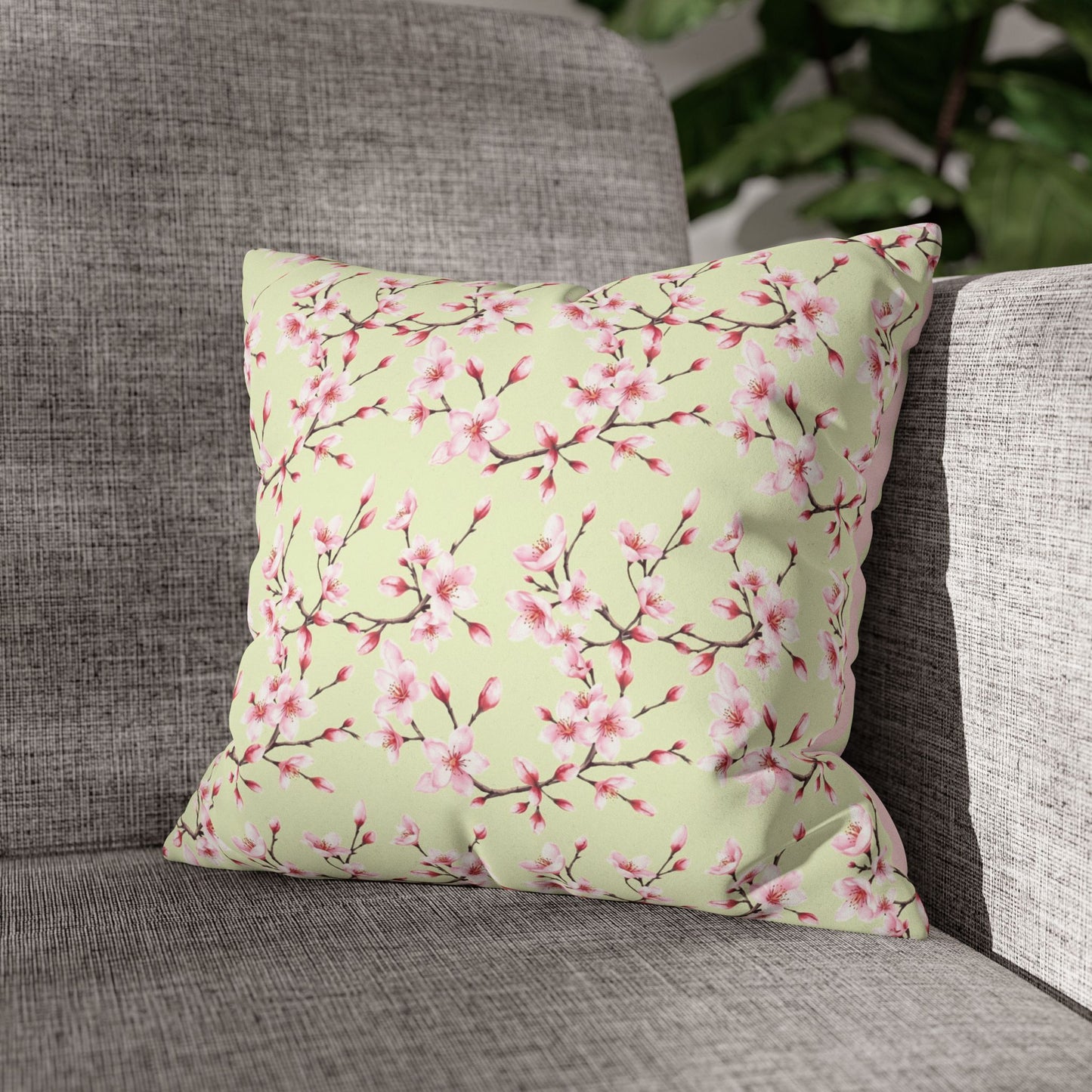 Floral Faux Suede Pillowcase - Pomme Verte Collection
