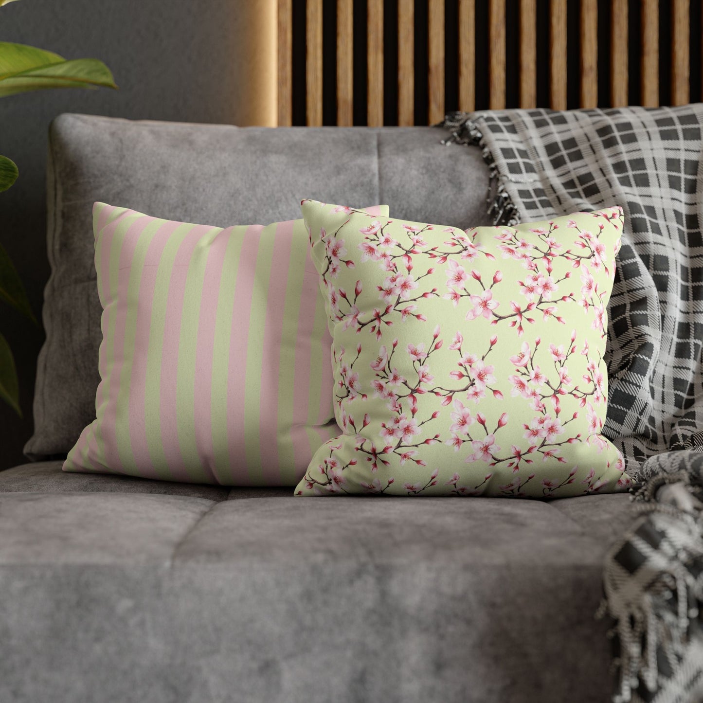 Floral Faux Suede Pillowcase - Pomme Verte Collection