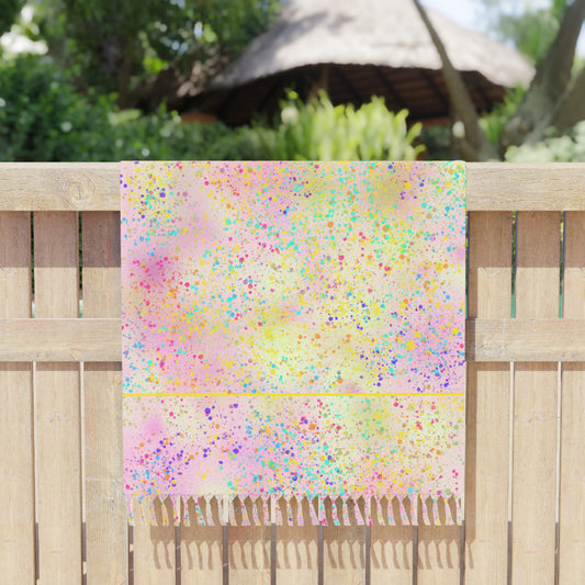 Boho Beach Towel - for Summer Fun -Colorful Pastel Glitter Design
