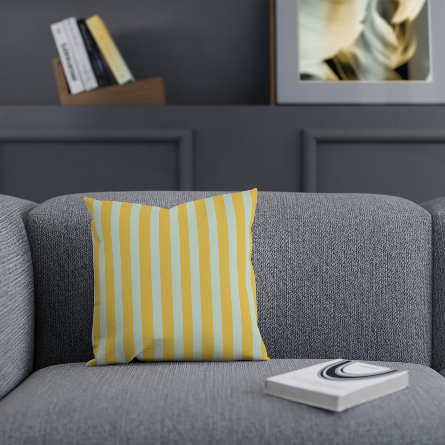 Renaissance Bright Yellow and blue stripes Cushion