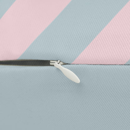 Pastel Blue and Pink Striped Lumbar Pillow - Douceur Collection