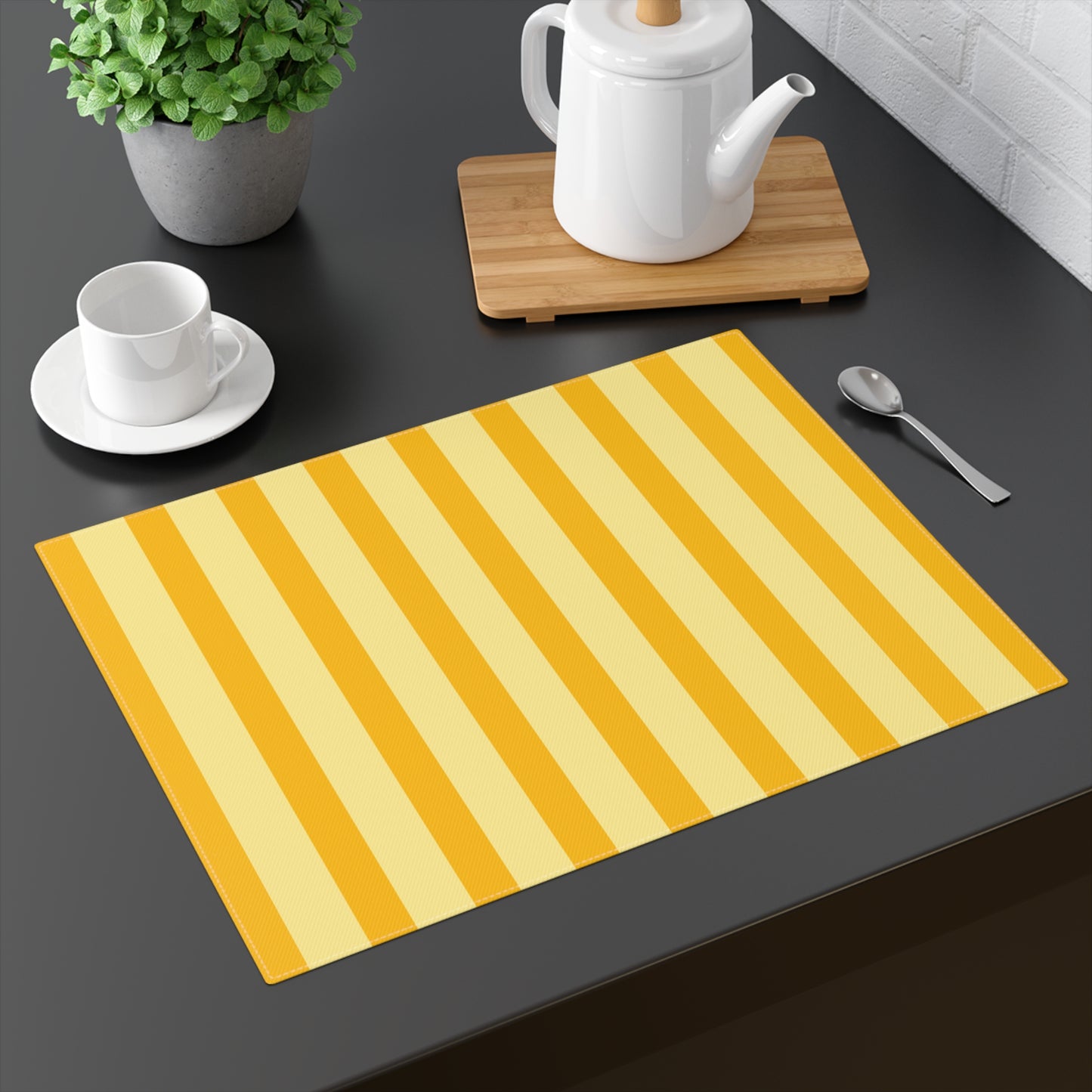 Sunny Yellow Striped Placemat - Vibrant Kitchen Table Decor