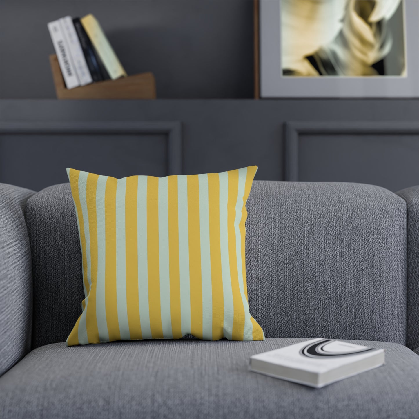 Renaissance Bright Yellow and blue stripes Cushion