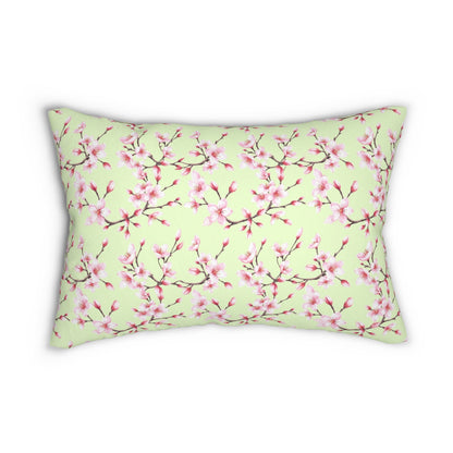 Lumbar Pillow Pastel Stripes & Almond Trees Flowers - Spun Polyester