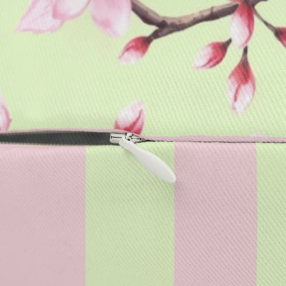 Lumbar Pillow Pastel Stripes & Almond Trees Flowers - Spun Polyester