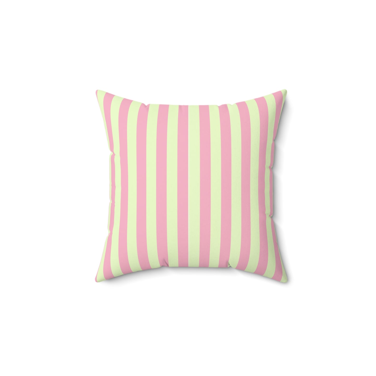 Square Pillow - Strawberry & Light Green Striped Indoor Decor Pillow - Pomme Verte Collection