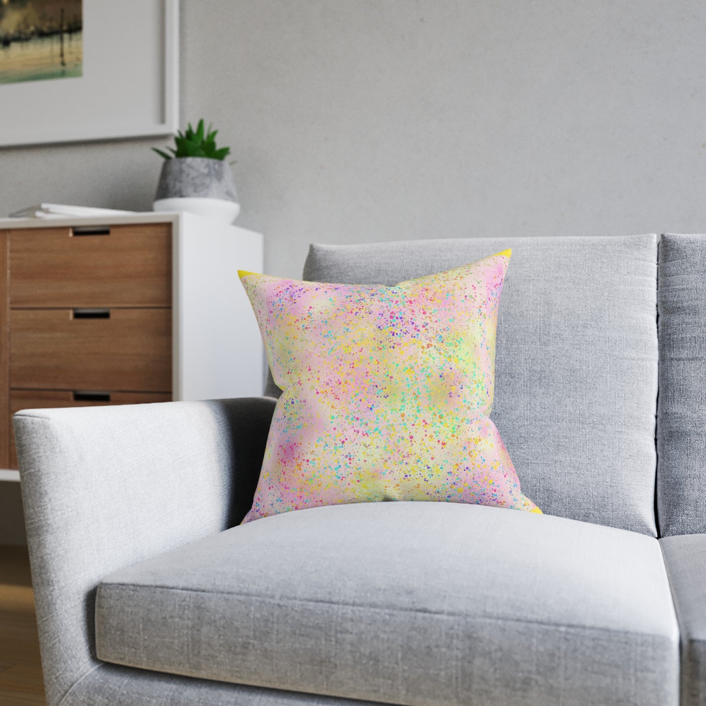 Pastel Glitter Square Pillow - Colorful Home Decor