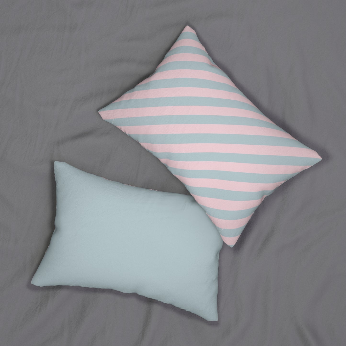 Pastel Blue and Pink Striped Lumbar Pillow - Douceur Collection