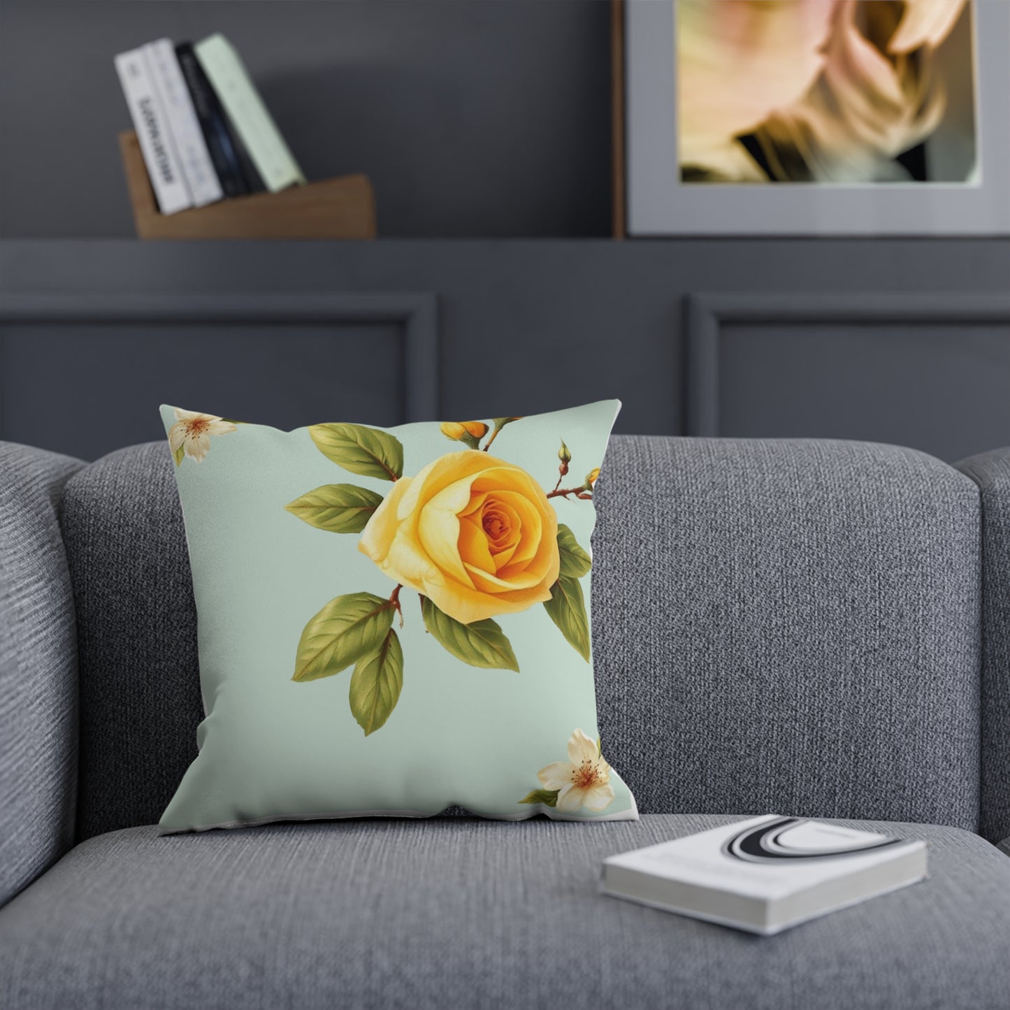 Renaissance Bright Yellow Rose Decorative Cushion