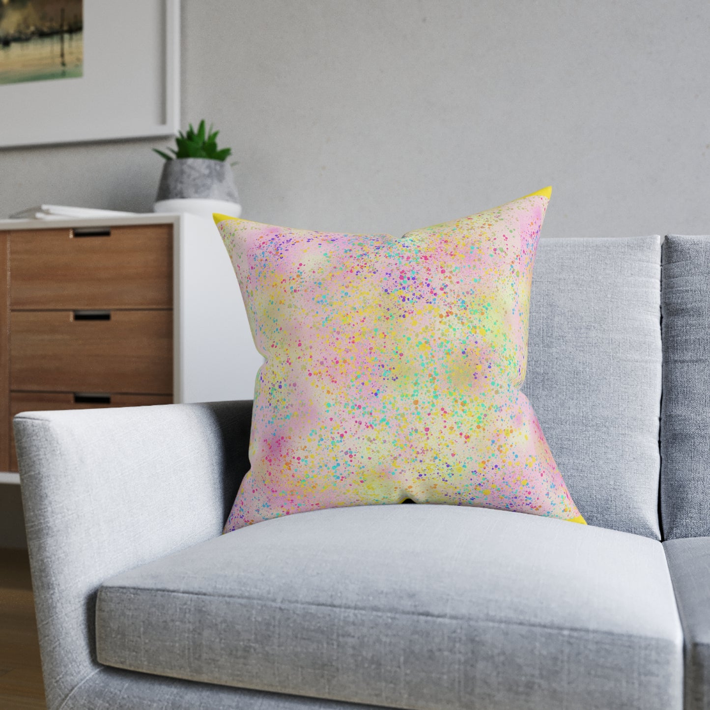 Pastel Glitter Square Pillow - Colorful Home Decor