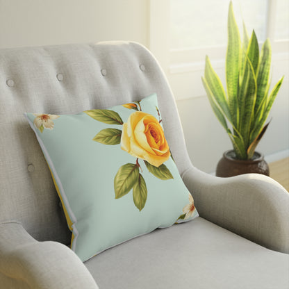 Renaissance Bright Yellow Rose Decorative Cushion