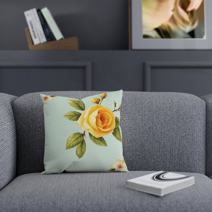 Renaissance Bright Yellow Rose Decorative Cushion