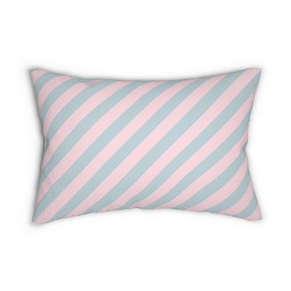 Pastel Blue and Pink Striped Lumbar Pillow - Douceur Collection